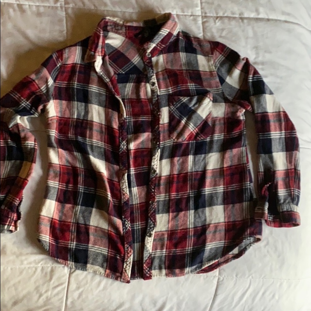 Red, navy, and white Plaid shirt